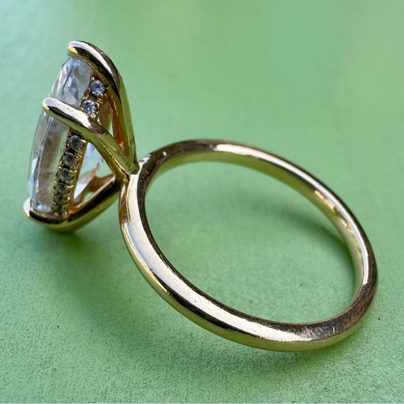 Solid 14k yellow gold Marquise CZ  Engagement ring halo under 3.53tcw Sz 5.5 - Picture 9 of 13